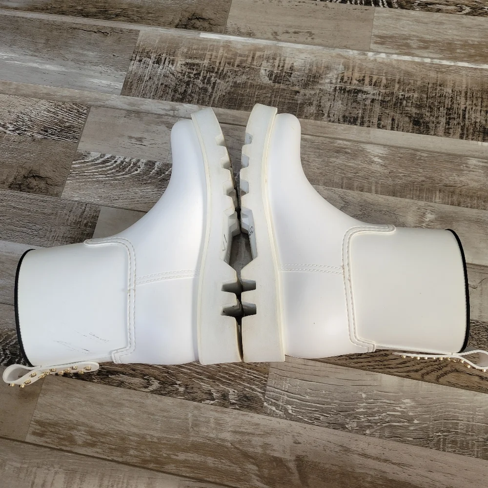 (RED) Valentino Wellington White Rain Boots Size 37